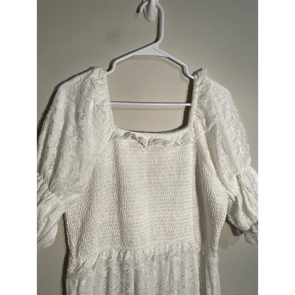 Ivy City Co Francie White Lace Midi Dress Romantic Cottagecore Bridal Boho XL - Picture 3 of 11
